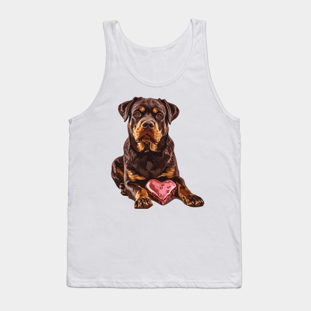 Valentine Rottweiler Shaped Chocolate Tank Top by Chromatic Fusion Studio